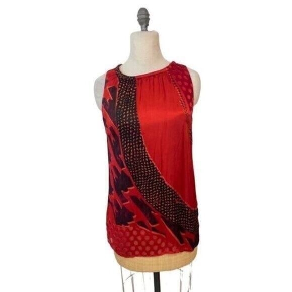 CAbi Tunic Top Silk Blend Red Hot #154 Medium - Picture 2 of 6